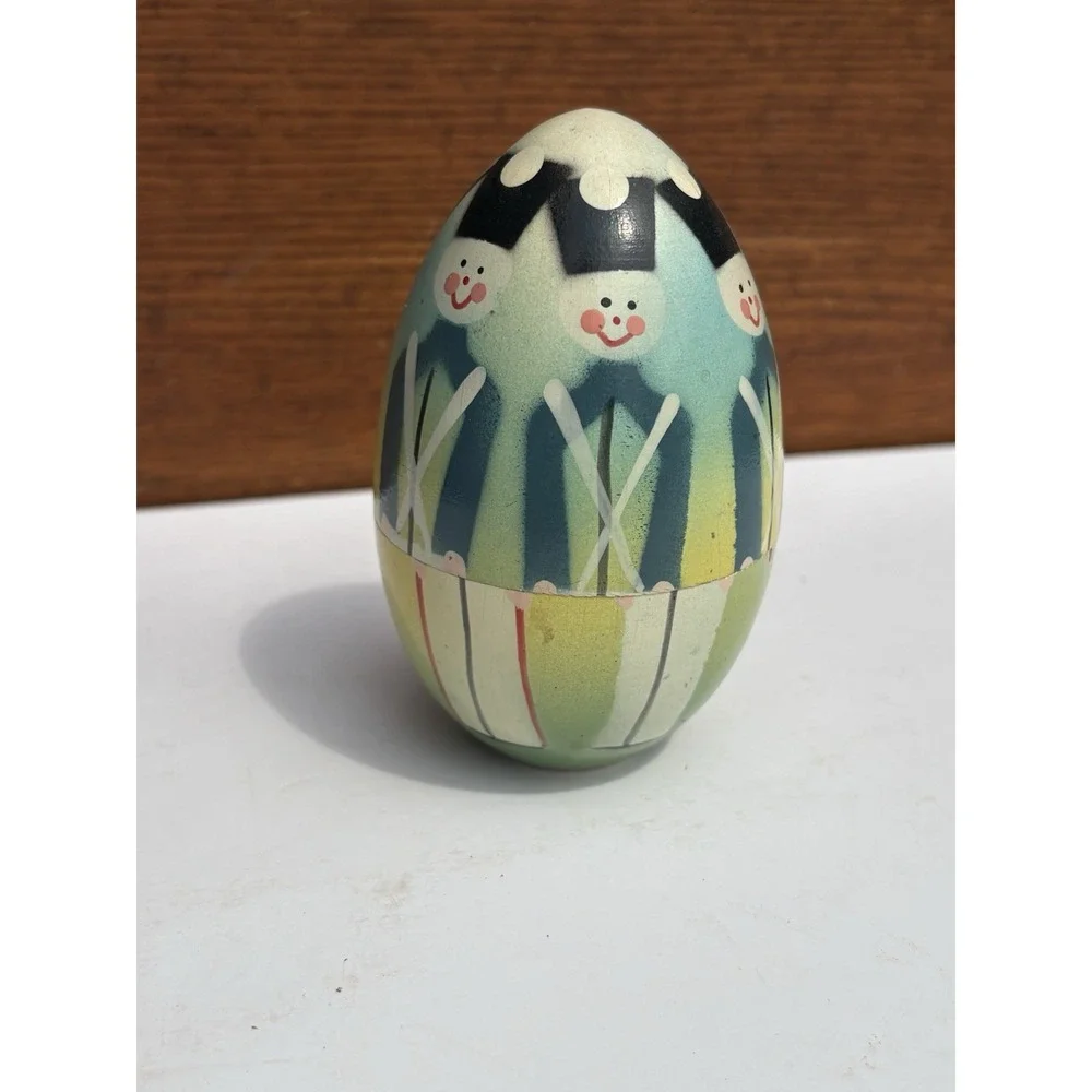 Vintage Wood Nesting Egg 9 Wood Soldiers Poland Toys Decor Hand Painted